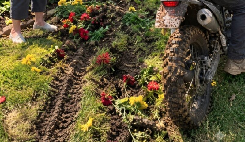 Mój sąsiad zniszczył mój trawnik motocyklem i zachowywał się tak, jakby to nic nie znaczyło – następnego ranka czekała na niego mała „niespodzianka”.